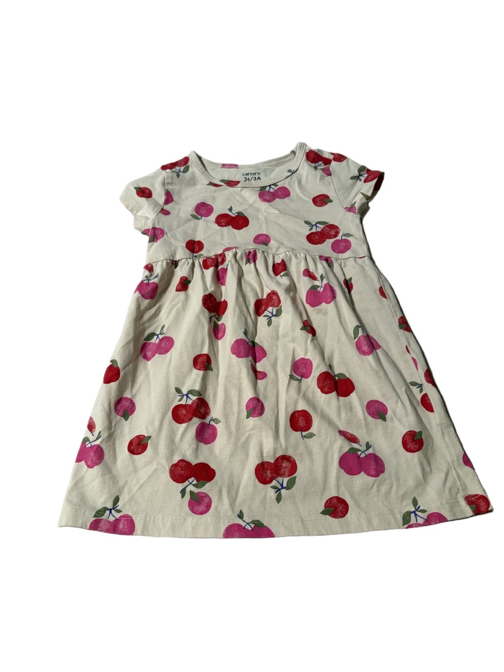 Carter's Cream Dress with Red & Pink Cherry Print Size 3T